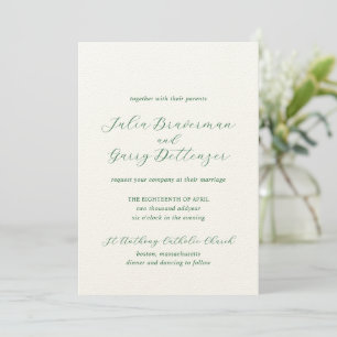 Traditional Emerald Green Elegant Wedding Invitation
