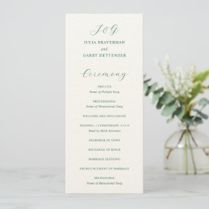 Traditional Emerald Green Elegant Wedding Programme