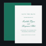Traditional Emerald Green Formal Elegant Wedding Save The Date<br><div class="desc">Elegant non photo Save the Date Card with traditional wording.  Your names are in calligraphy and your details are in a serif font.  All text is a jewel tone emerald green over a white background.  This classic style Save the Date without pictures is perfect for a formal wedding.</div>