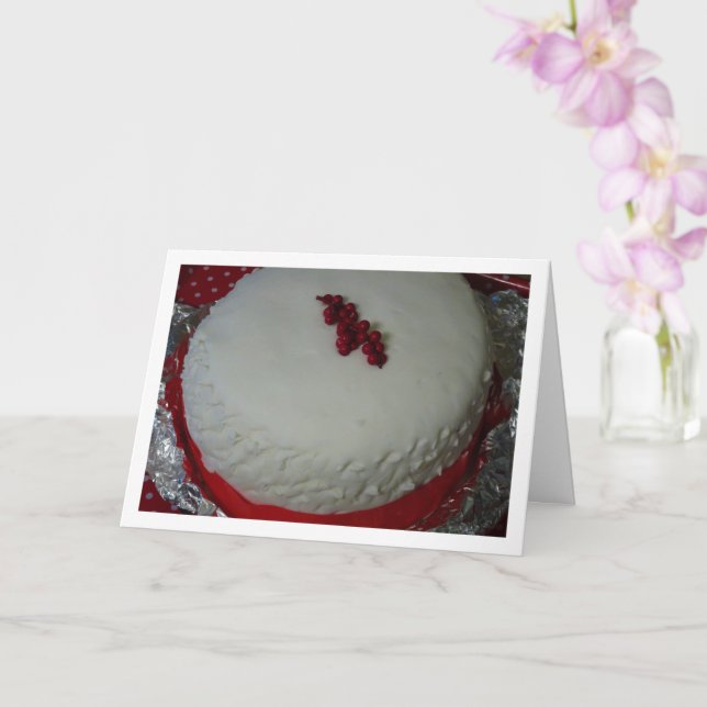 Traditional English Decorative Christmas Cake Card (Orchid)