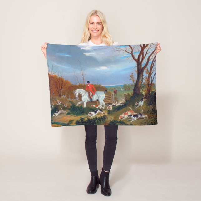 Traditional English Fox Hunt Sports Dog Fleece Blanket (In Situ)
