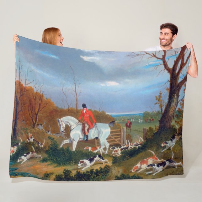 Traditional English Fox Hunt Sports Dog Fleece Blanket (In Situ)