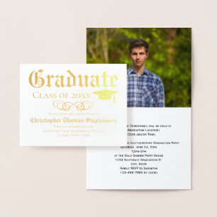 Traditional English Photo Graduation Invitation