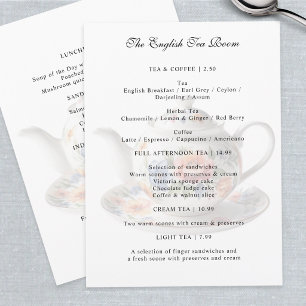 Traditional English Tea Room Shop Classic Teapot Menu