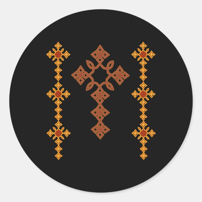 Traditional Ethiopian Cross Ethiopian Cross Classic Round Sticker (Front)