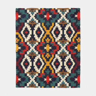Traditional Ethnic Geometric Pattern Fleece Blanket