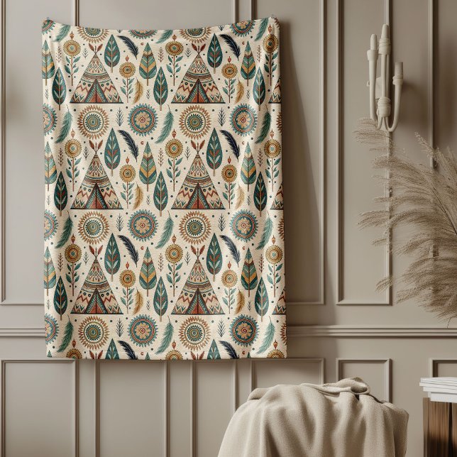 Traditional Ethnic Vibrant Geometric Designs Fleece Blanket (Traditional Ethnic Vibrant Geometric Designs Fleece Blanket)