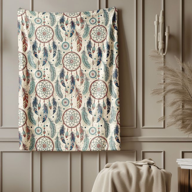 Traditional Ethnic vibrant Tribal dreamcatcher Fleece Blanket (Traditional Ethnic vibrant Tribal dreamcatcher Fleece Blanket)