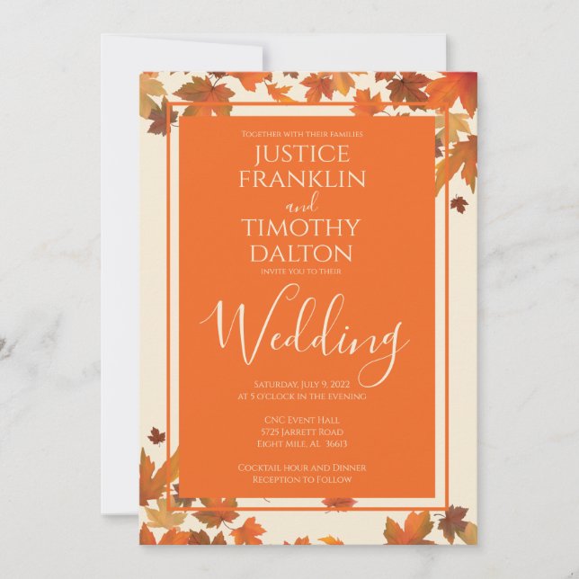 Traditional Fall Elegant wedding invitation (Front)