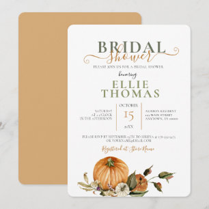 Traditional Fall Pumpkin Wedding Bridal Shower Invitation
