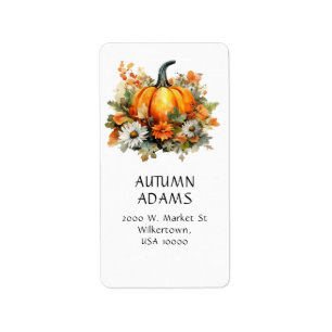 TRADITIONAL FALL  PUMPKINS AUTUMN COLORS LABEL