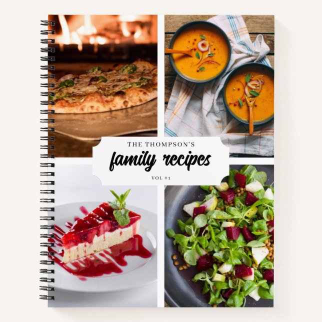 Traditional Family Recipes 4 Photo Collage Recipe  Notebook (Front)