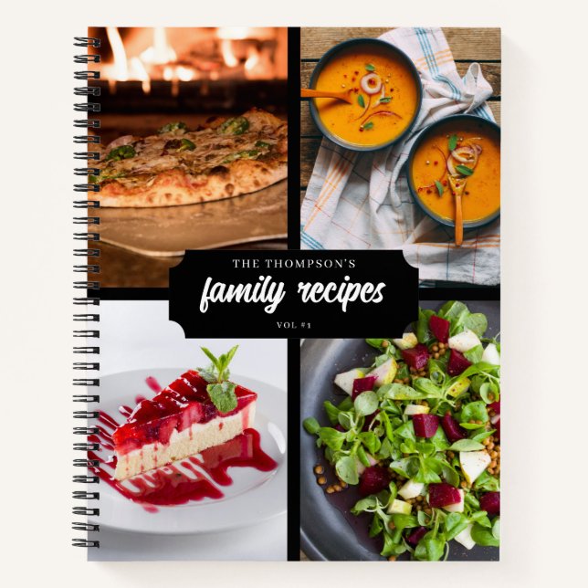 Traditional Family Recipes 4 Photo Collage Recipe  Notebook (Front)