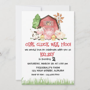 Traditional Farm Theme Birthday Invitation