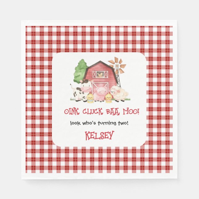 Traditional Farm Theme Birthday Paper Plates Napkin (Front)