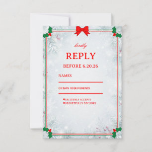 Traditional Festive Frosted Winter Charm RSVP Card