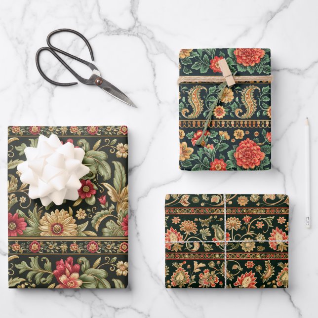 Traditional Festive Indian Wrapping Paper Sheet (Front)