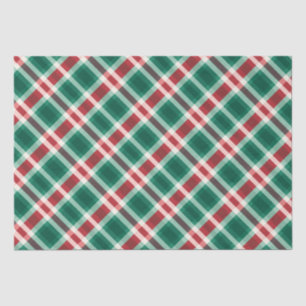 Traditional Festive Red and Green Plaid Tissue Paper