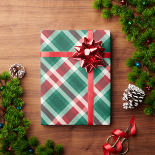 Traditional Festive Red and Green Plaid Wrapping Paper