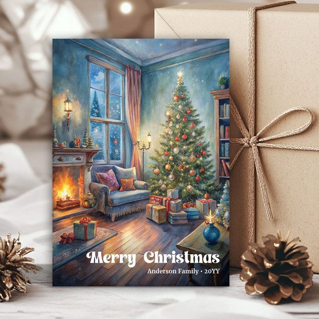 Traditional festive scene card red green lettering (Traditional festive scene card red green lettering

)