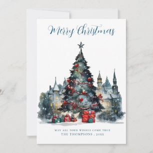 Traditional Festive scene Merry Christmas Holiday Card