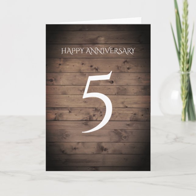 Traditional Fifth Wedding Anniversary Card Wood (Front)