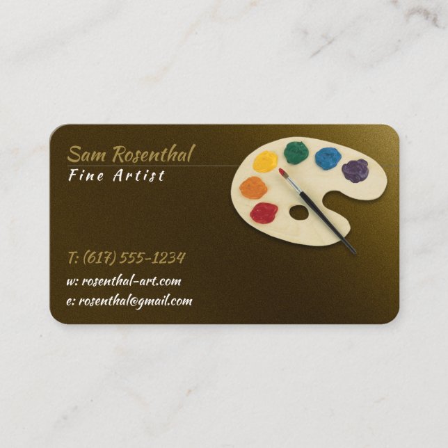 Traditional Fine Artist | Colour Palette and brush Business Card (Front)