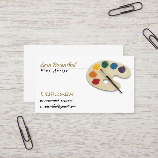 Traditional Fine Artist | Colour Palette and brush Business Card (Front/Back In Situ)