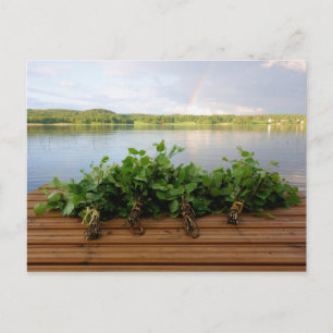 Traditional Finnish bath whisks postcard