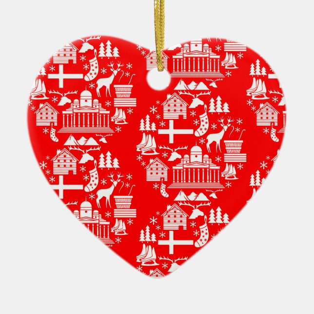 Traditional Finnish Christmas Decor Ceramic Tree Decoration (Front)