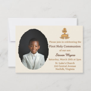 Traditional First Holy Communion Photo Invitation