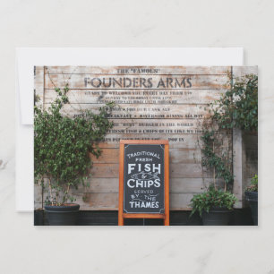 Traditional Fish and Chips London Love Rustic Gift Holiday Card