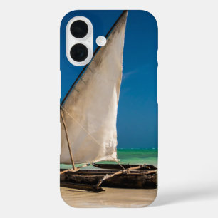 Traditional fishing boat on the beach iPhone 16 case