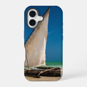 Traditional fishing boat on the beach iPhone 16 case