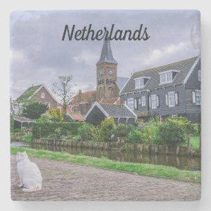 Traditional fishing village Marken in Netherlands Stone Coaster