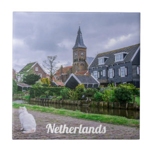Traditional fishing village Marken in Netherlands Tile