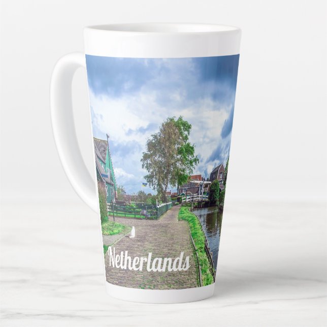 Traditional fishing village Marken, Netherlands Latte Mug (Left Angle)