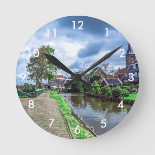 Traditional fishing village Marken, Netherlands Round Clock