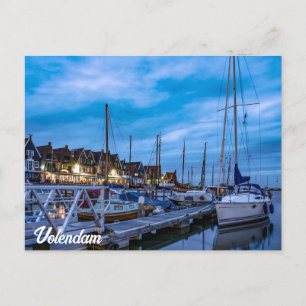 Traditional fishing Volendam at night postcard