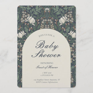 Traditional Floral Arts and Crafts Baby Shower Invitation
