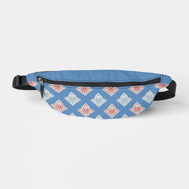 Traditional Floral Block Print Pattern Bum Bags (Front)