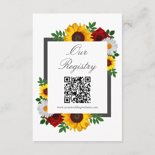 Traditional Floral Bridal Shower Registry Enclosure Card (Front)