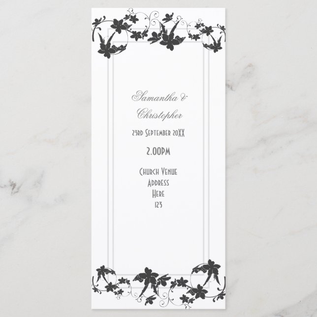 Traditional floral church wedding program programme (Front)