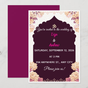 Traditional Floral Mandala Wedding Invitation