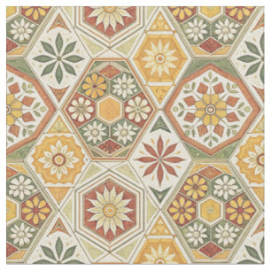 Traditional Floral Mediterranean Majolica Pattern Fabric