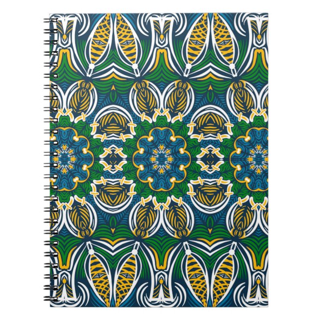 Traditional floral ornament, seamless pattern with notebook (Front)