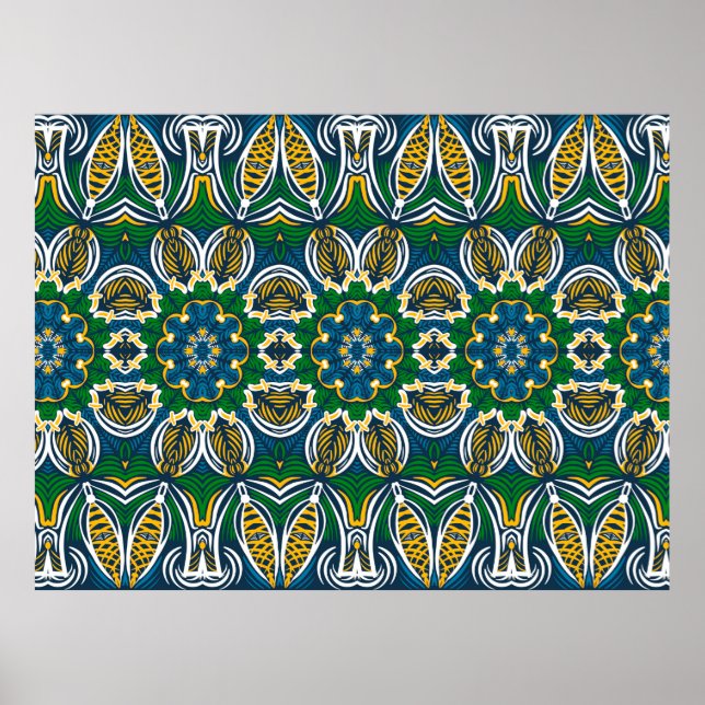 Traditional floral ornament, seamless pattern with poster (Front)