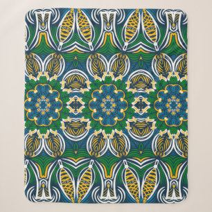 Traditional floral ornament, seamless pattern with sherpa blanket