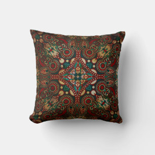 Traditional Floral Paisley Bandanna Grunge Cushion