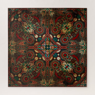 Traditional Floral Paisley Bandanna Grunge Jigsaw Puzzle